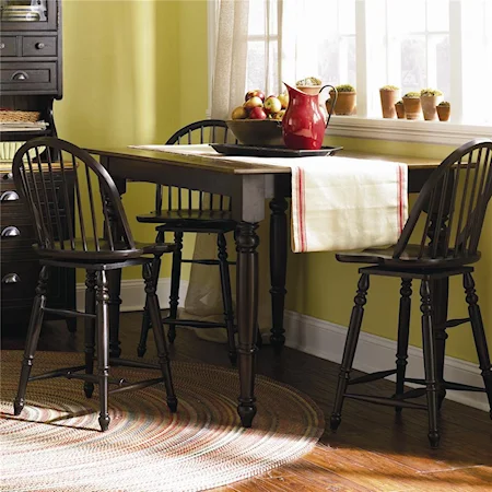 4 Piece Farmhouse Pub Table with Swivel Stools Dining Set